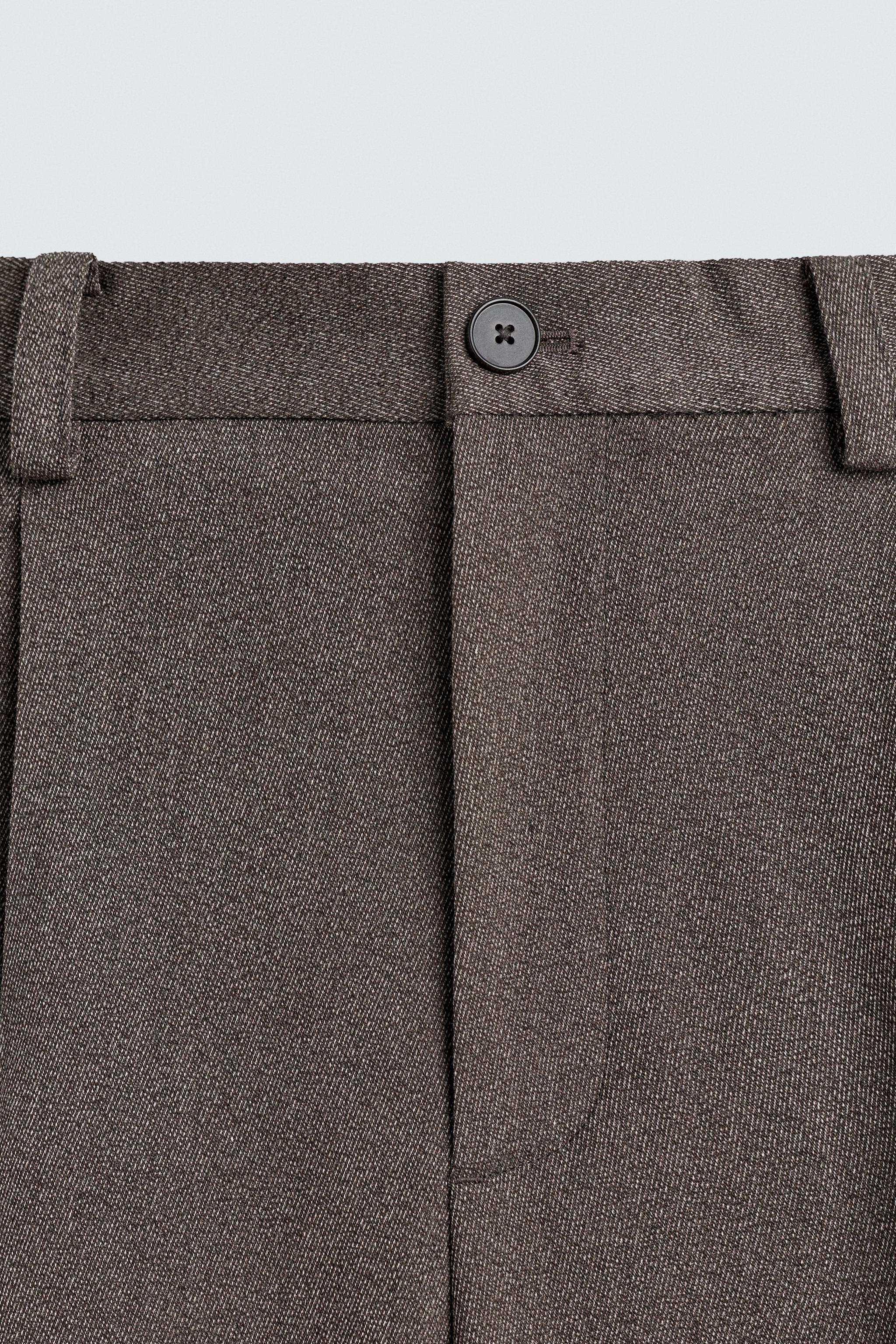 RELAXED FIT TEXTURED SUIT WIDE-LEG PANTS
